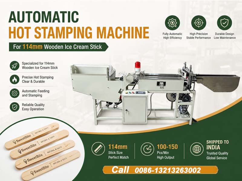 Hot stamping machine for wooden 114 ice cream stick