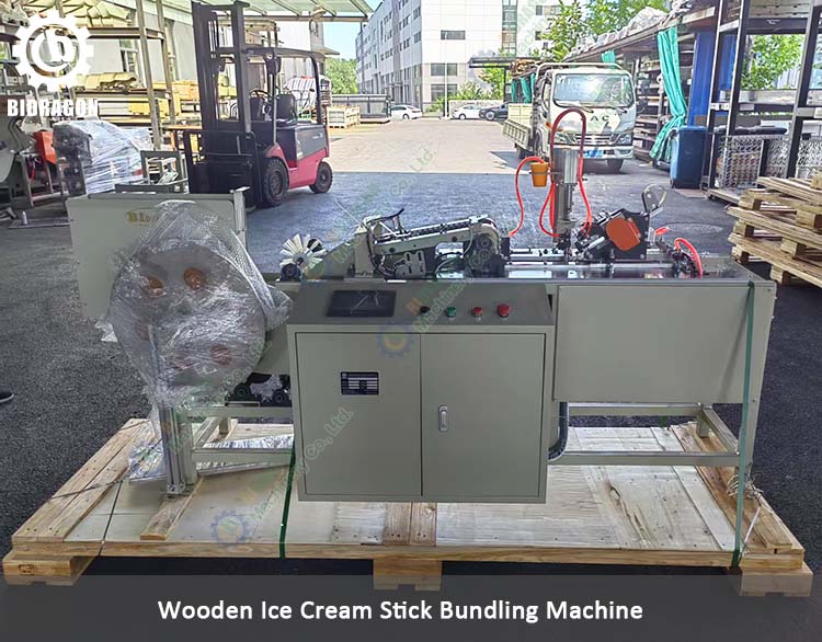 Wooden ice cream stick bundling machine