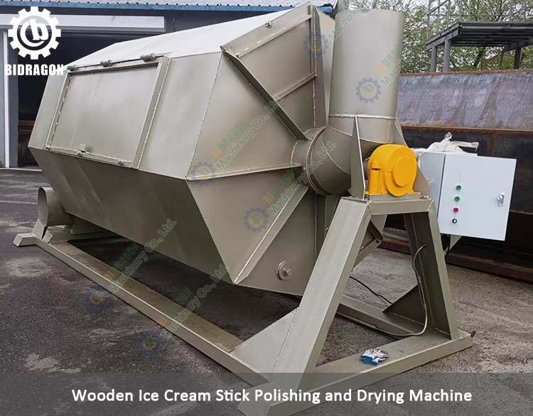 Wooden ice cream stick polishing and drying machine