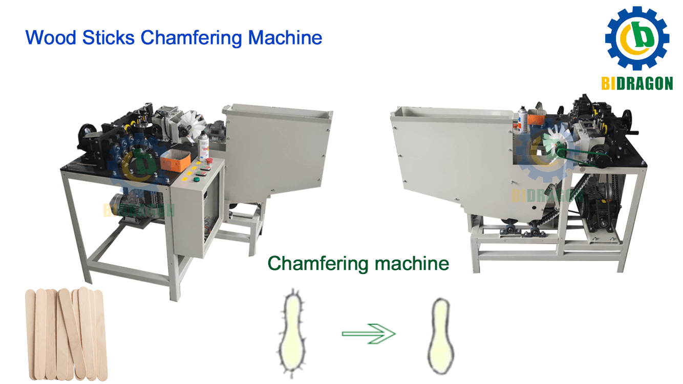 The chamfering /  rounding machine for Ice Cream stick